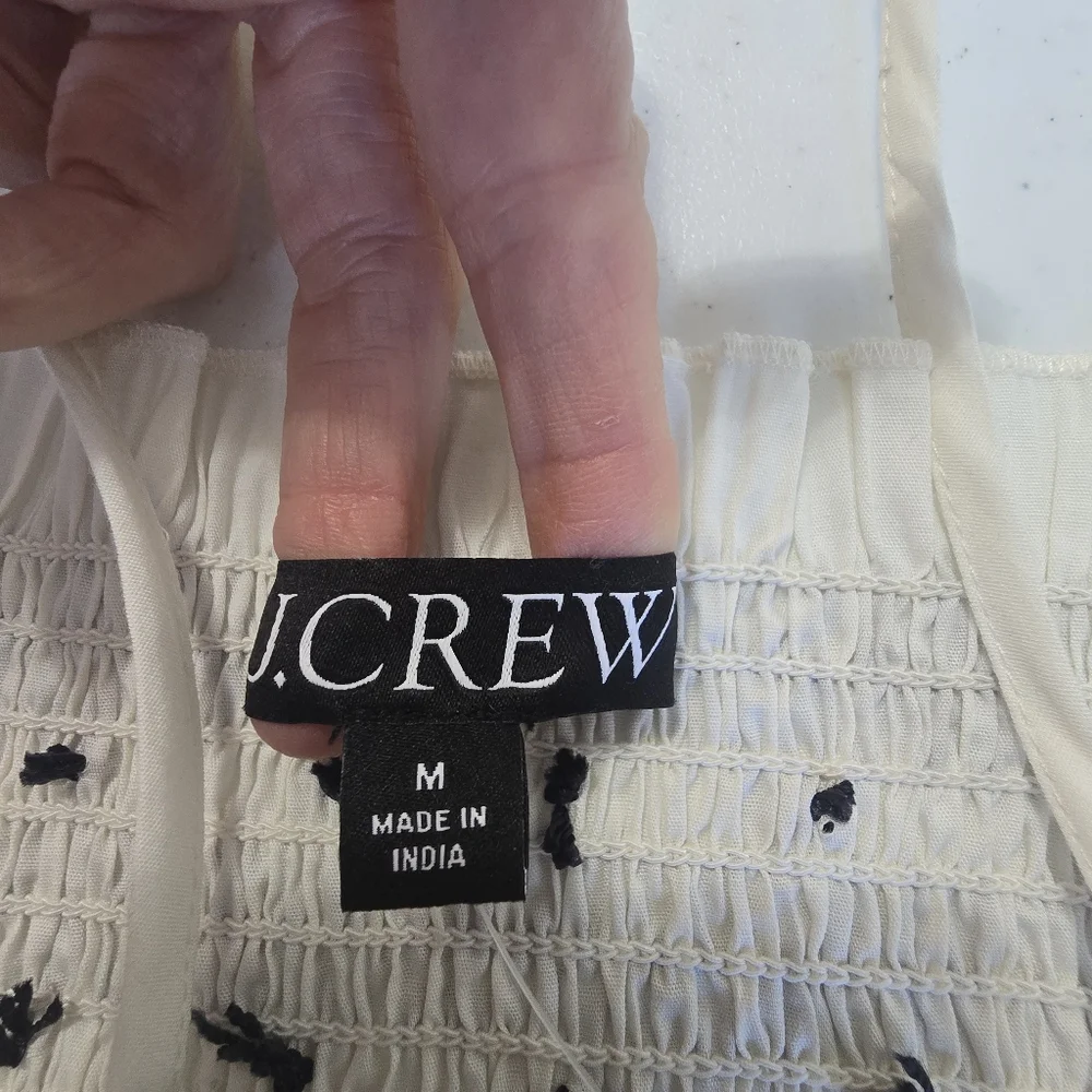 J. Crew Catania Crinkle Sun Dress Ivory Women's Medium New‎ NWT Smocked 2025